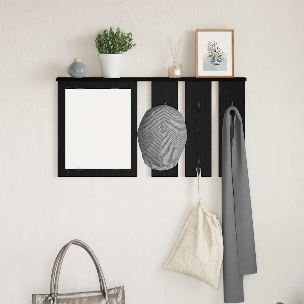 Appendiabiti a muro con lo scaffale Rovere nero 85 x 10 x 45 cm 874484