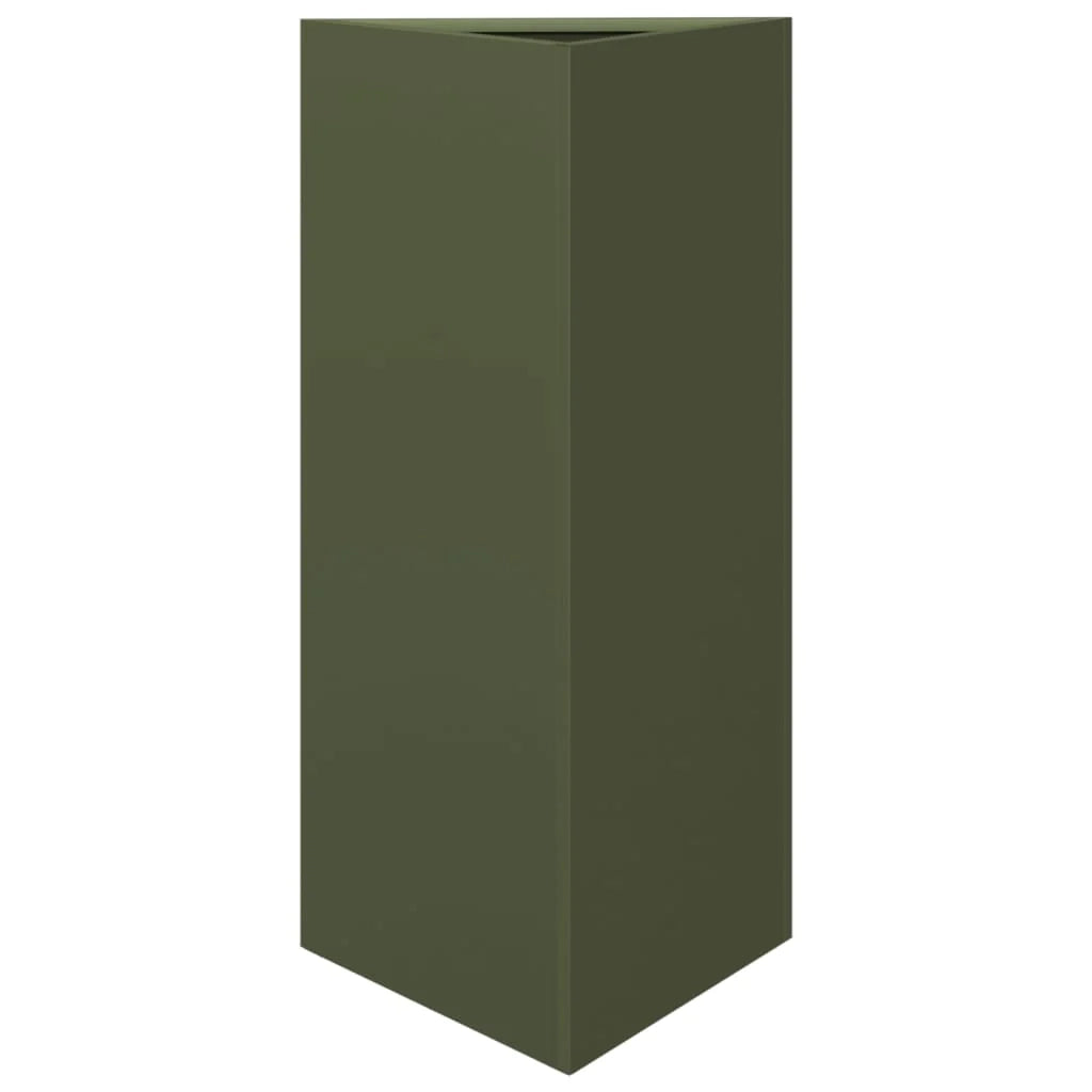 Fioriera aiuola rialzata fioriera aiuola giardino terrazza set da 2 triangolare verde oliva 40 x 34,5 x 70 cm acciaio verde 02_0039090