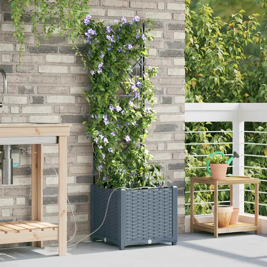 2 pz Fioriere | Cassetta per fiori | Vaso da giardino Grigio Chiaro 40 x 40 x 142 cm Plastica