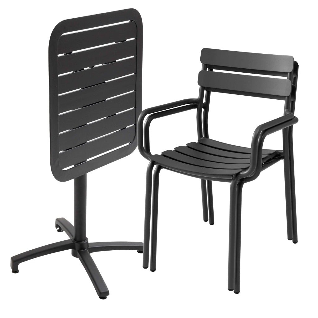 Oviala - Tavolo reclinabile 70 x 70 cm e 2 sedie nero