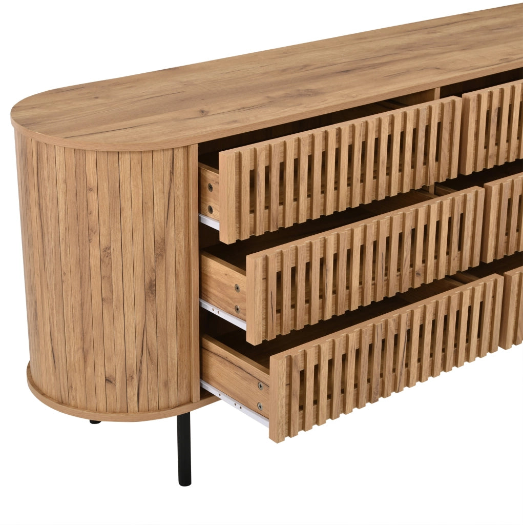Madia 160x40x70 cm con 6 cassetti in MDF effetto legno naturale HAVRYA