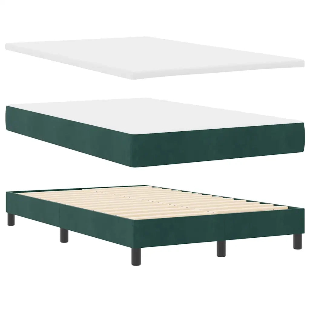 Letto a Sorgente LED con led Verde Scuro 120 x 190 cm Velluto