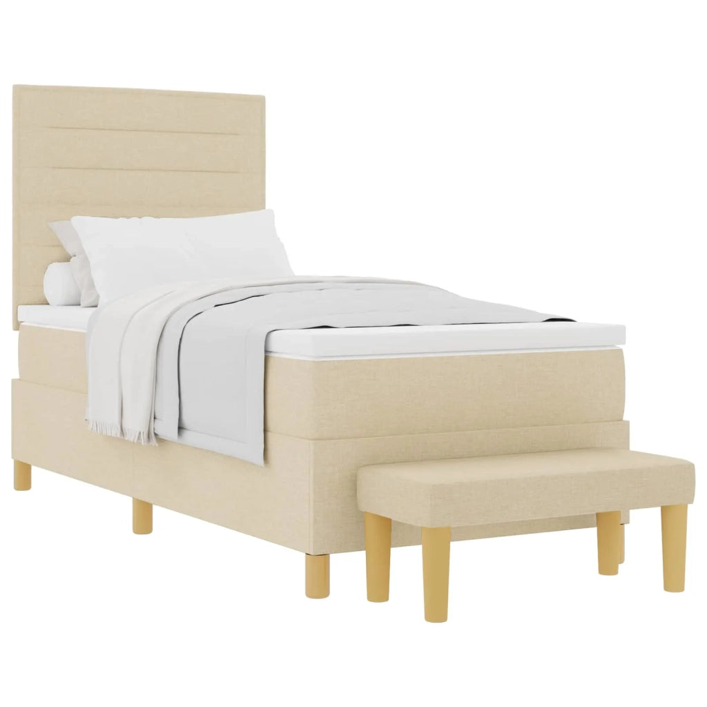 Letto a molle con materasso Crema 80 x 200 cm Tessuto