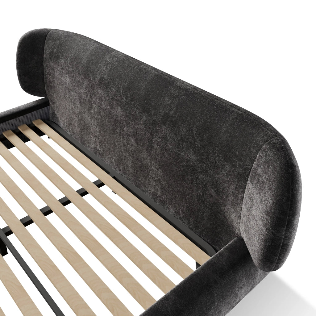 Letto matrimoniale imbottito 140 x 200 cm grigio
