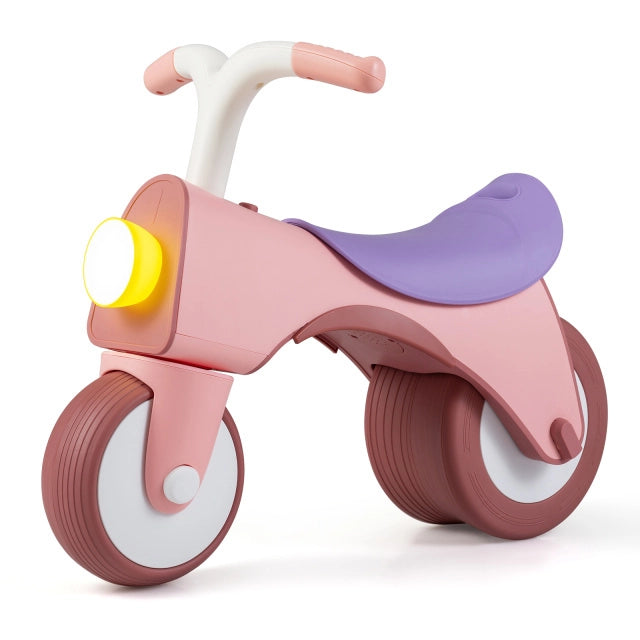 Bicicletta equilibrio senza pedali con musica faro luminoso manubri ergonomici, Bici senza pedali in metallo per bambini 2-5 anni Rosa