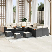 Set Divano da Giardino 18 pcs Nero e Crema polyrattan 3365060