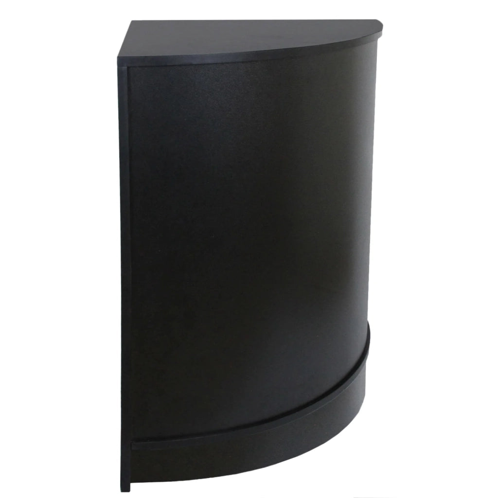 Bancone angolare curvo CM60 in MDF nero con ripiani interni per negozio