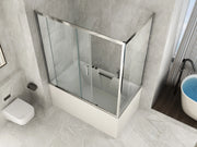 Box Doccia per Vasca a 2 Lati in Vetro Trasparente da 6 mm 1 Lato Fisso e 1 Porta Scorrevole - Misura: 70 x 120 x h150