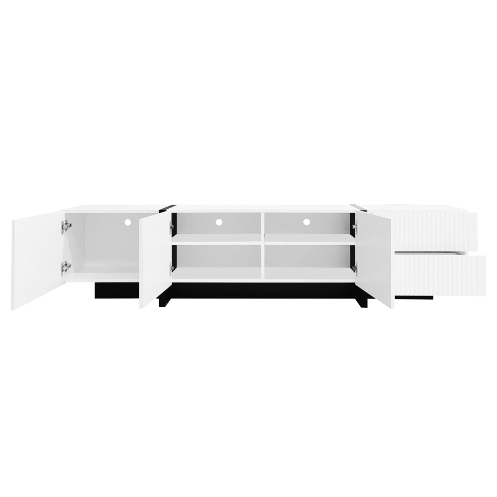 Mobile TV 190 cm con 3 ante e 2 cassetti, bianco e nero