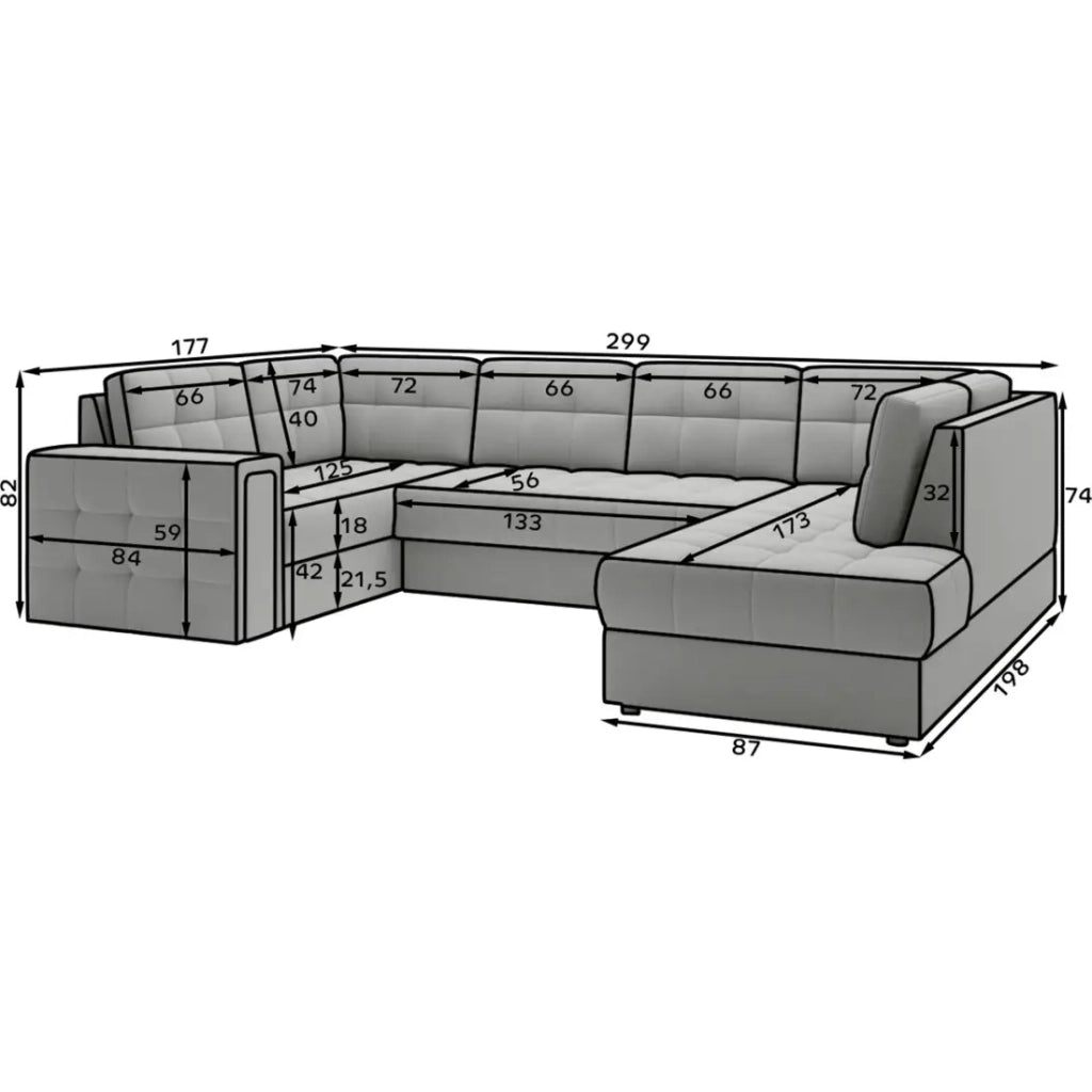 Divano angolare convertibile MONTEZA marrone chiaro 299 cm con contenitore e letto