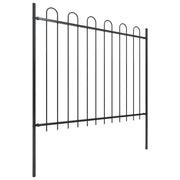 Recinzione da Giardino | Recinzione da cortile con parte superiore ad anello in acciaio 359x150 cm nera