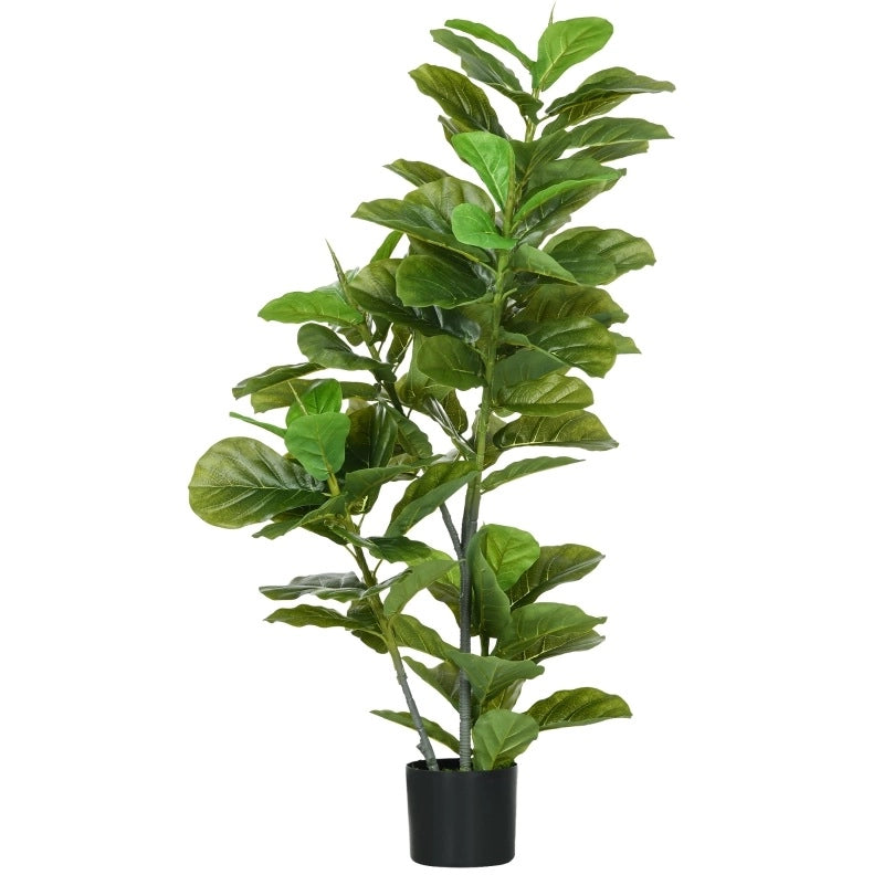 Ficus artificiale 15x15x110 cm in plastica verde con vaso per soggiorno