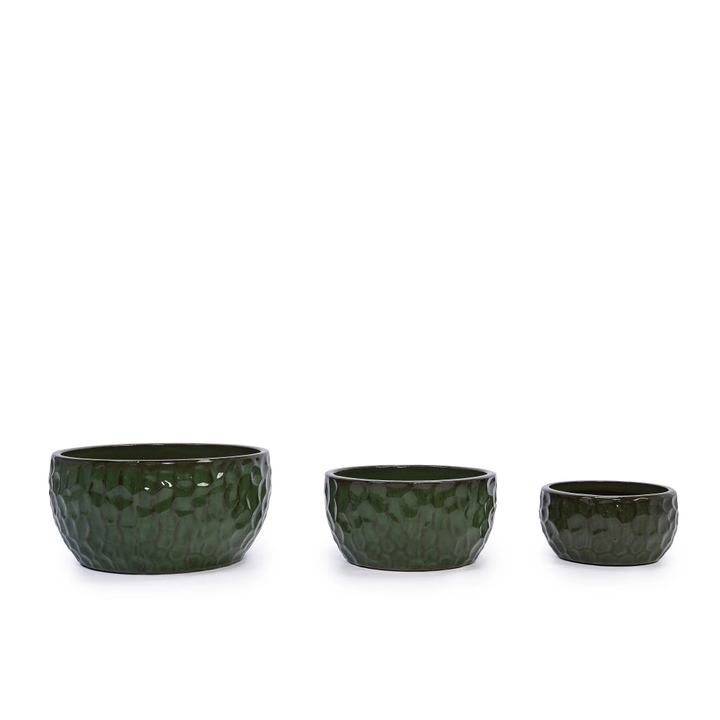 Vaso da fiori in ceramica verde antico lucido con foro di drenaggio resistente al gelo per interni ed esterni