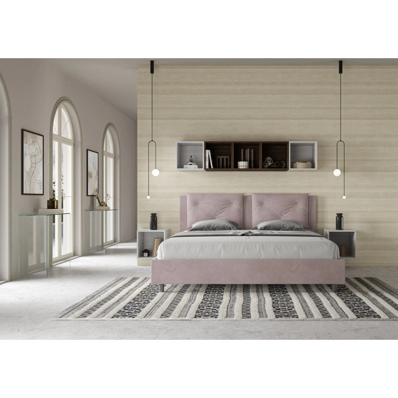 Letto imbottito Matrimoniale 170x200 cm Appia - Con rete,Glicine,Microfibra