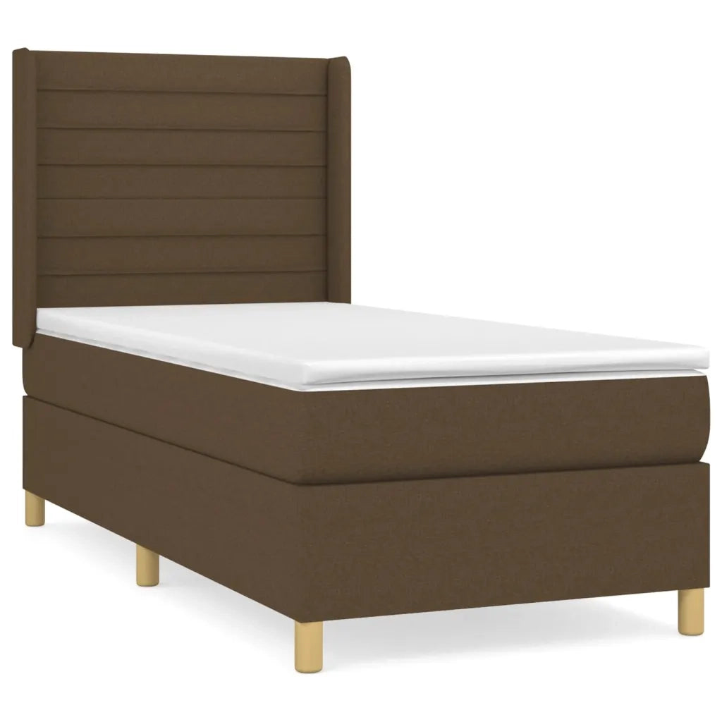Giroletto a Molle con Materasso Marrone Scuro 90x190cm Tessuto 3132036