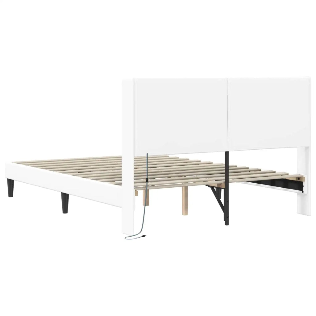 Letto matrimoniale | Letto per adulti | Struttura del letto con testiera Bianco 120 x 200 cm Similpelle