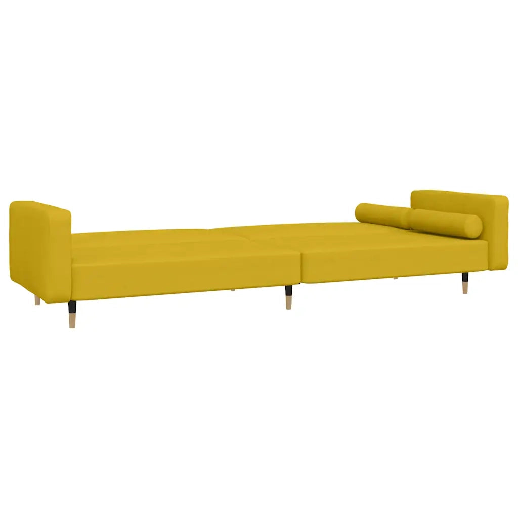 Divano letto | Sof¨¤ letto | Letto singolo a 2 Posti con 2 Cuscini Giallo in Velluto