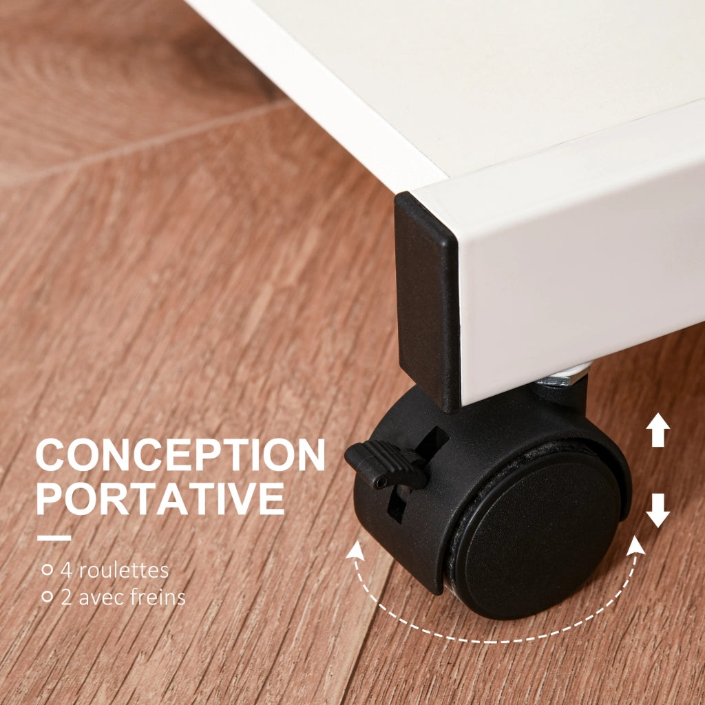 Scrivania per computer con ruote e scaffale ¨C Minimal ¨C Bianco