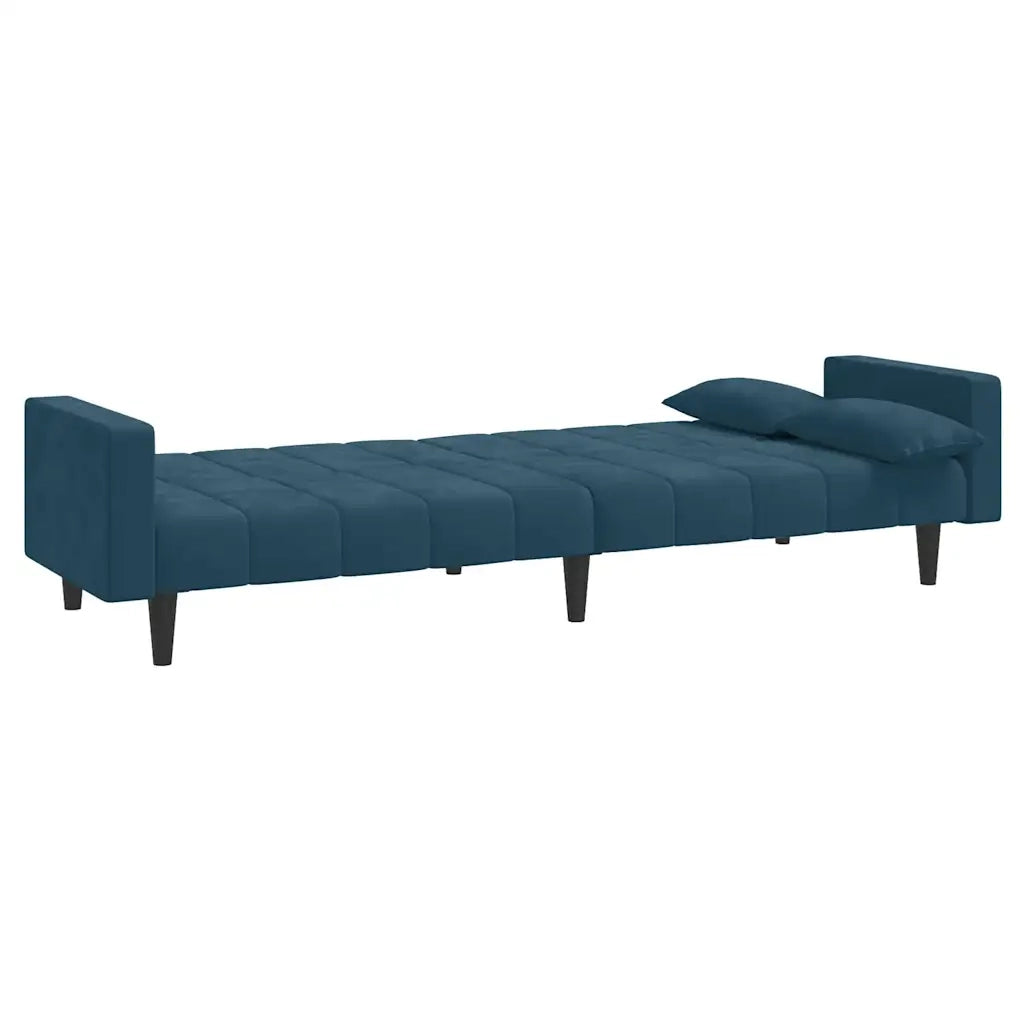 Divano letto | Sof¨¤ letto | Letto singolo a 2 Posti con 2 Cuscini Blu in Velluto