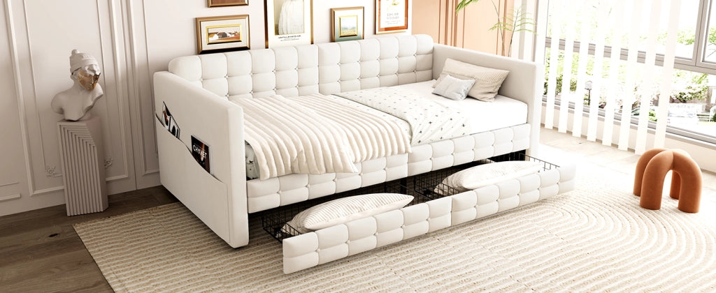letto imbottito velluto beige 90 x 190 cm