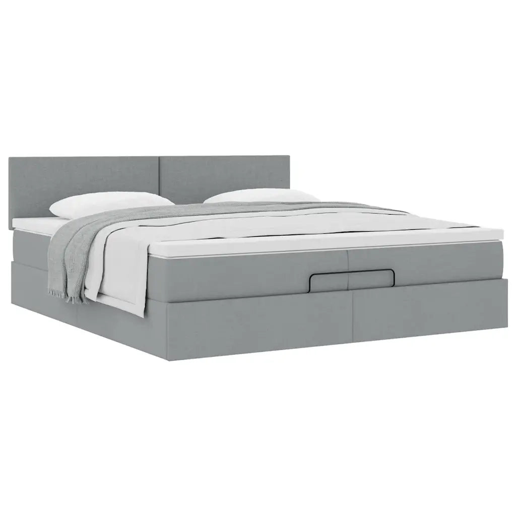 Struttura Letto Pouf con Materasso 200x200 cm in Tessuto 3311401