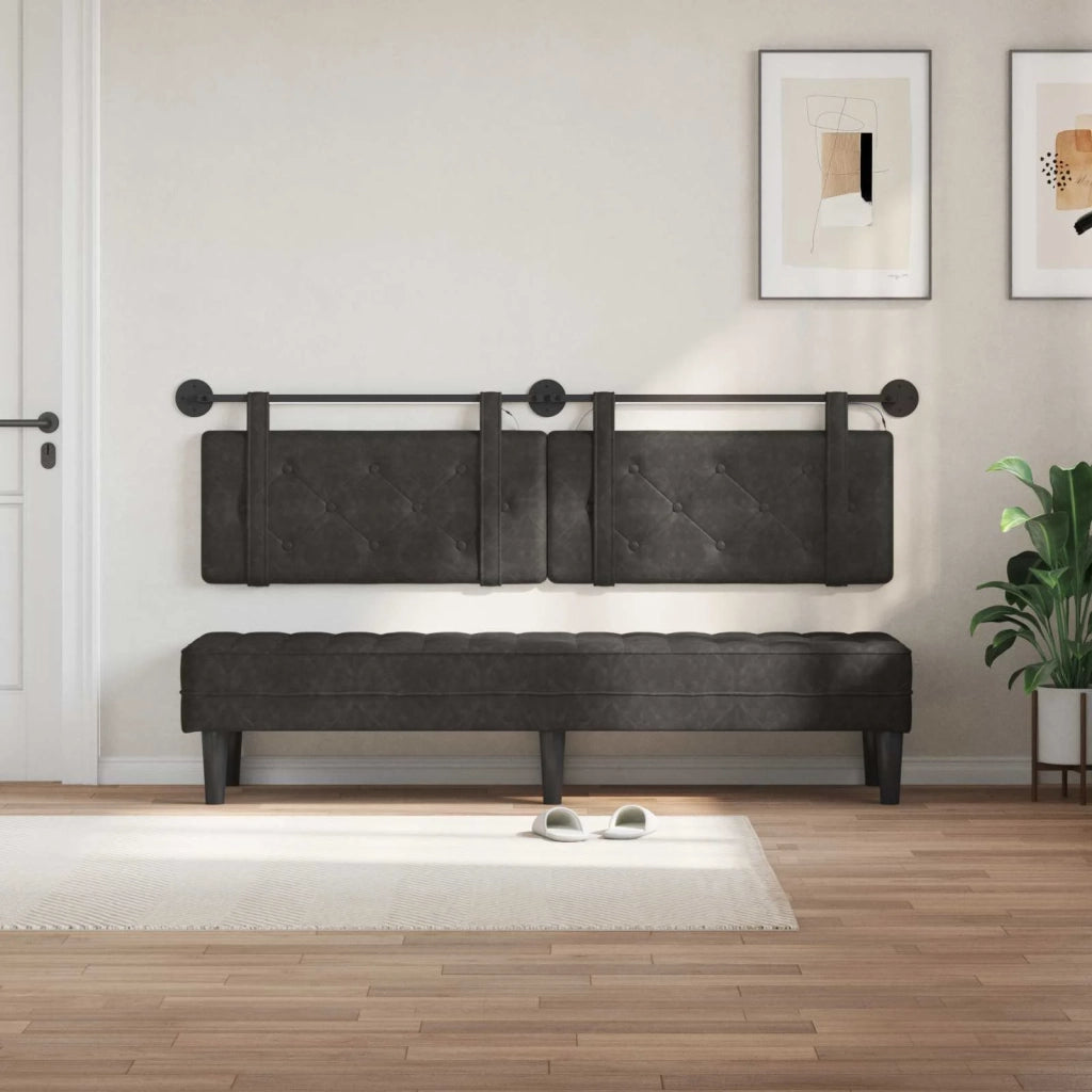 Testiera | Testata sospesa Con luce LED Nero PU Antico