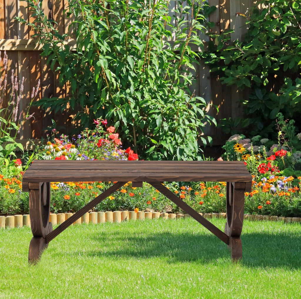 Panca da Giardino in Legno di Abete 98x50x39,5 cm, resistente alle intemperie, design rustico per esterni