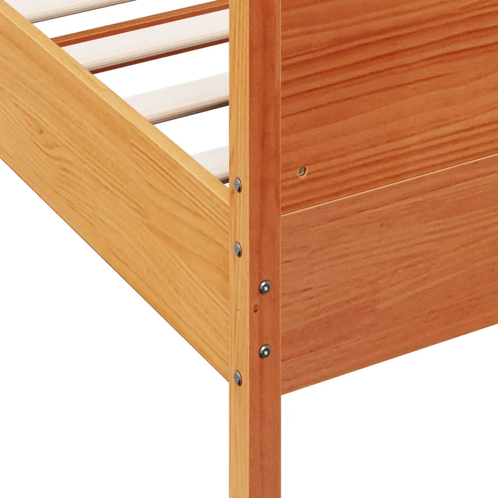 Letto senza Materasso-Struttura Letto Marrone Cera 135x190 cm in Legno di Pino 141776