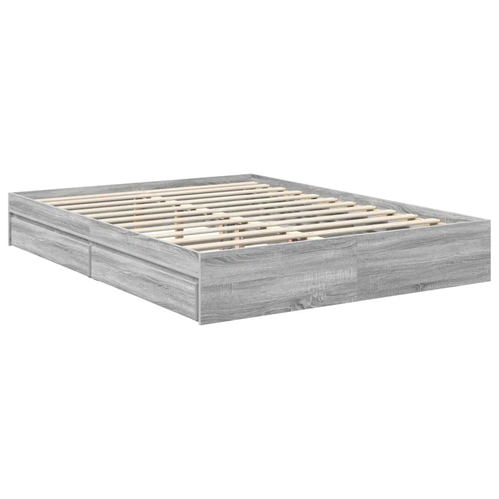 Letto con Contenitore con testiera Grigio Sonoma 150 x 200 cm