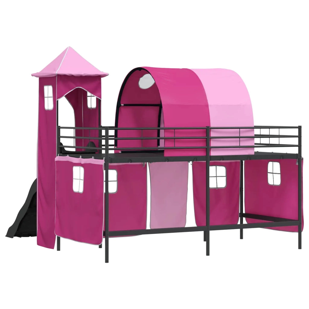 Struttura del letto loft per bambini Nero e rosa 107 x 200 cm 42020891