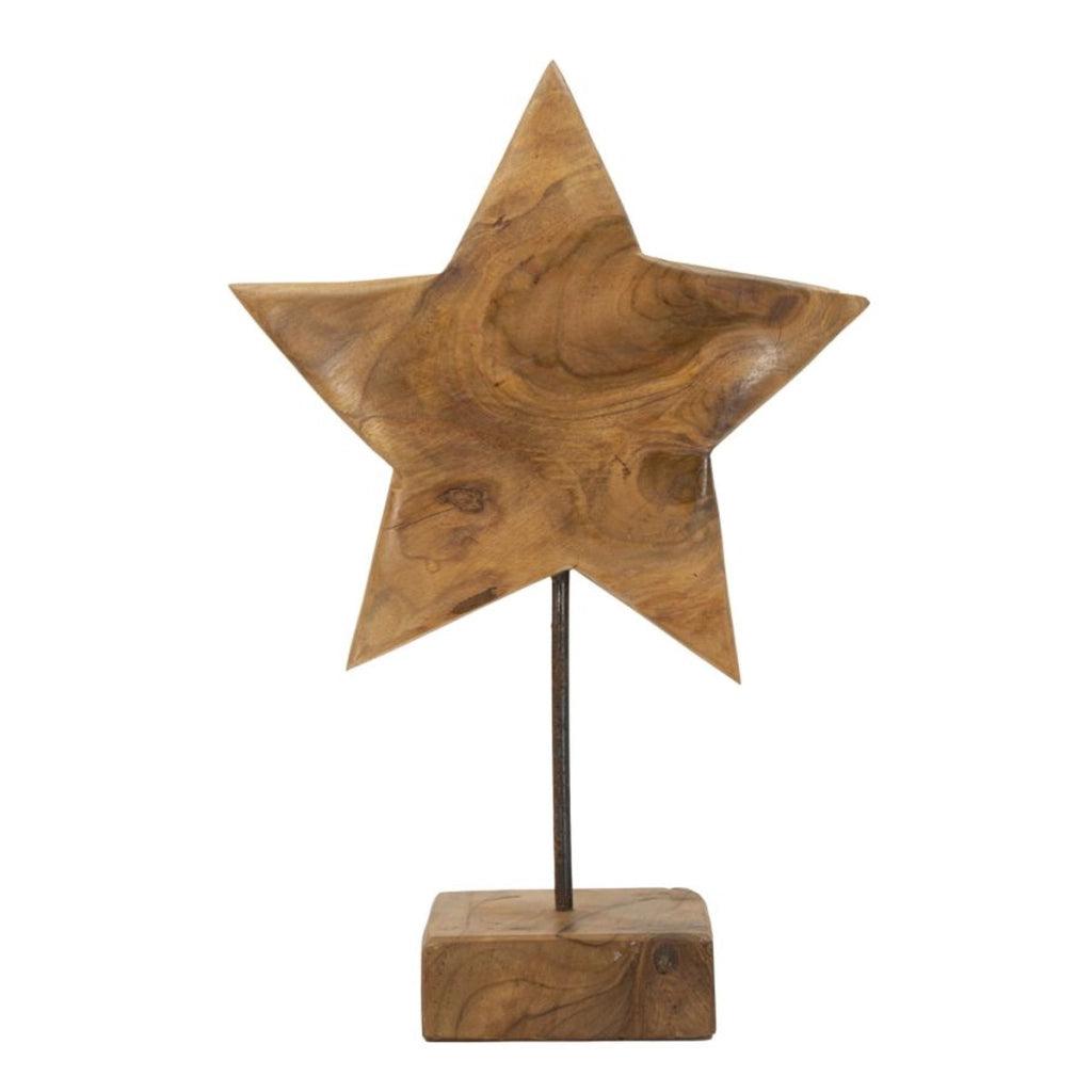 Scultura Stella, Marrone, Legno, 28x12x42 cm