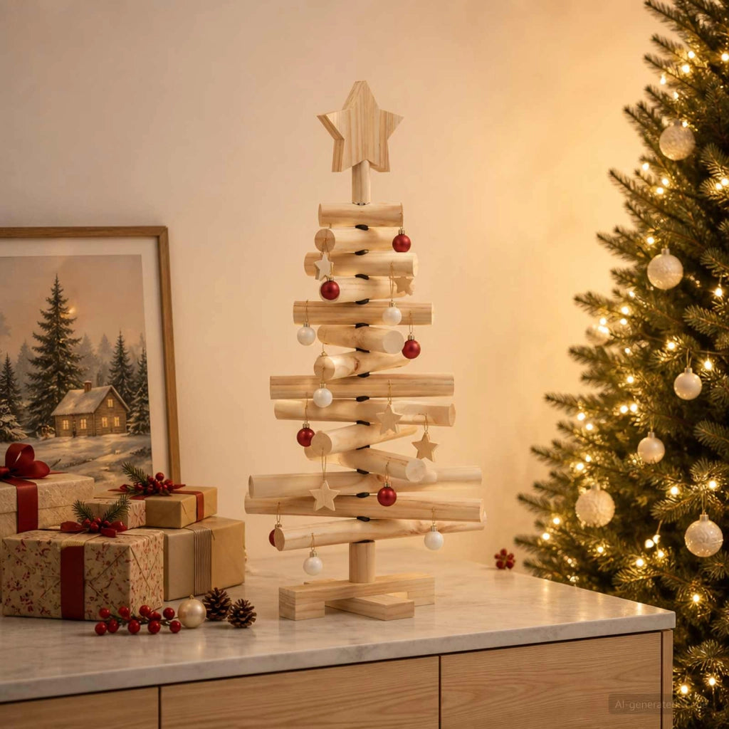 Albero di Natale in legno KOTKA 60 cm Legno Massello di Pino 42051515