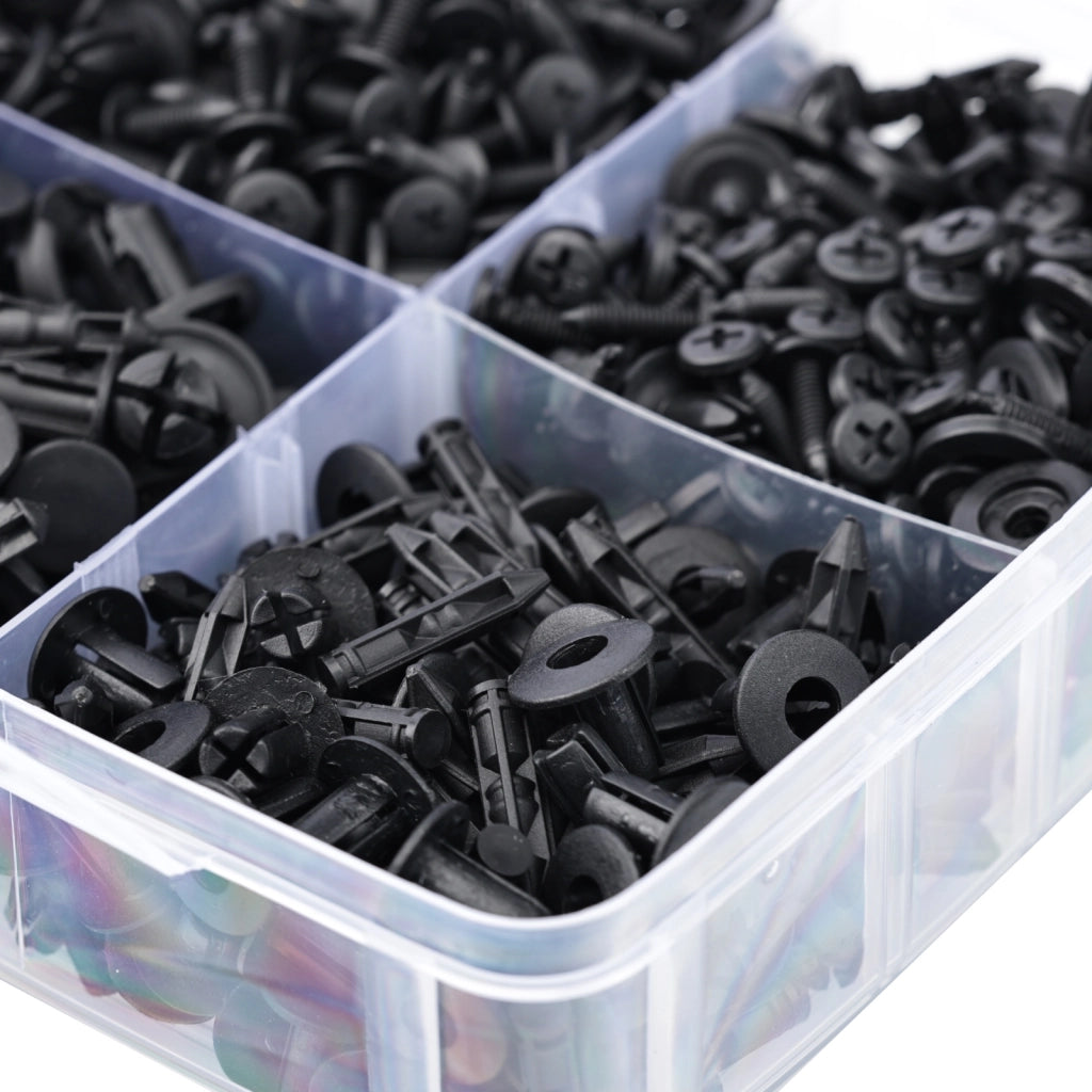 Set di Rivetti Auto Rosfix – 620 Pezzi in Scatola di Plastica | Nylon Resistente, Nero