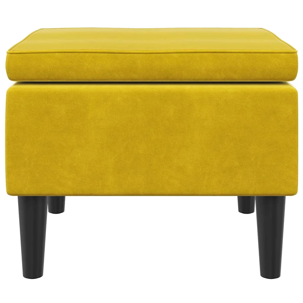 Poggiapiedi con Gambe in Legno Giallo in Velluto 329443