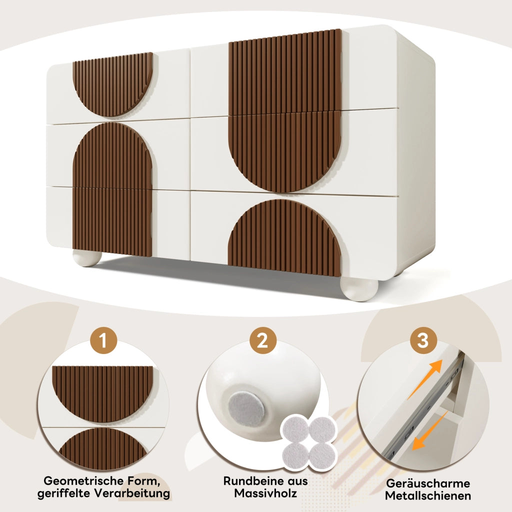 Credenza 121x71x41 cm con cassetti in legno bianco