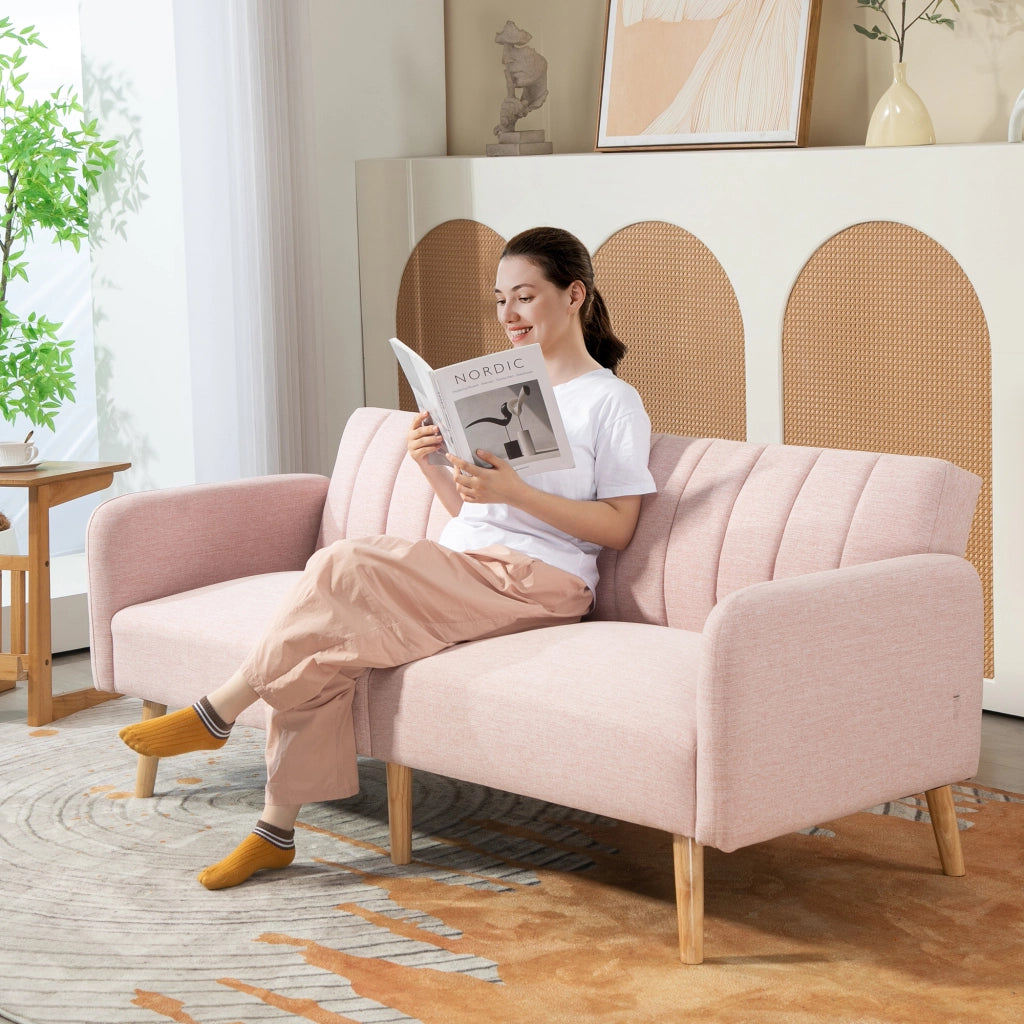 Divano Letto 2 Posti ¨C Minimal ¨C Tessuto Rosa