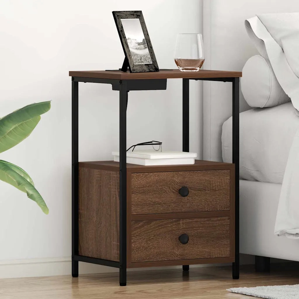 Set di 2 Comodini | Armadio da Notte | Mobiletto da notte Rovere Marrone 40 x 31 x 60 cm