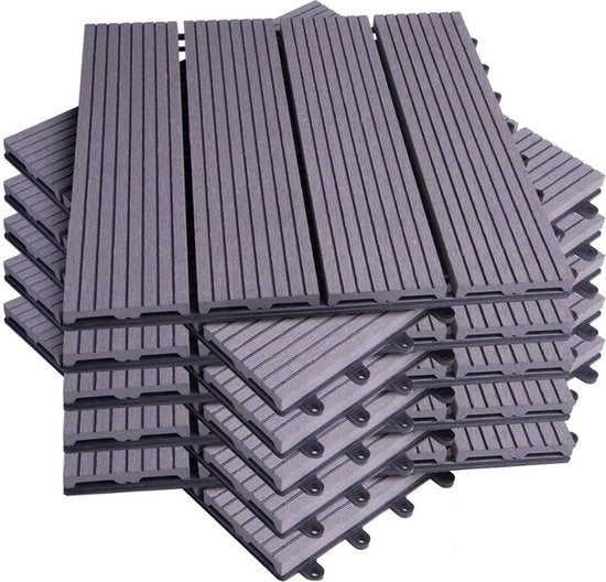 Tegoli per giardino - Tegoli per pavimento - Tegoli per giardino - 30x30cm - Set di 11 pezzi - Grigio chiaro