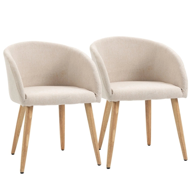 Set di 2 sedie imbottite beige con gambe in legno