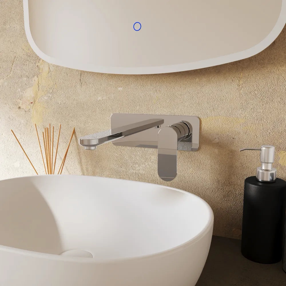 Set miscelatori lavabo ad incasso placca squadrata bidet miscelatore doccia con deviatore cromato | Margot