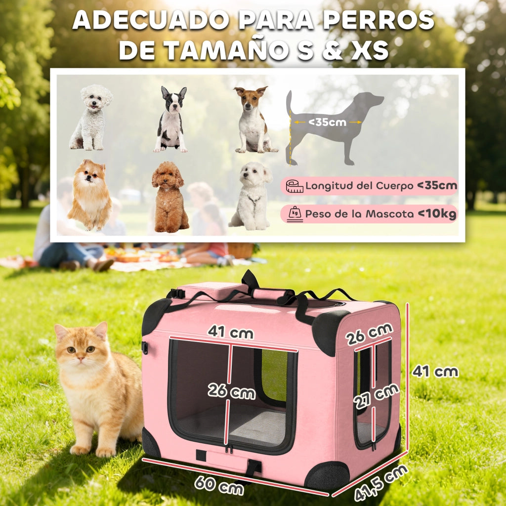 Trasportino per Cani Pieghevole con Cuscino ¨C Zephmum ¨C Rosa 60x41.5x41 cm