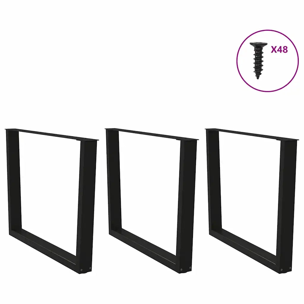 Gambe per tavolo da pranzo a forma di V 3 pz | Piede del tavolo nere 100x(72-73,3) cm in acciaio