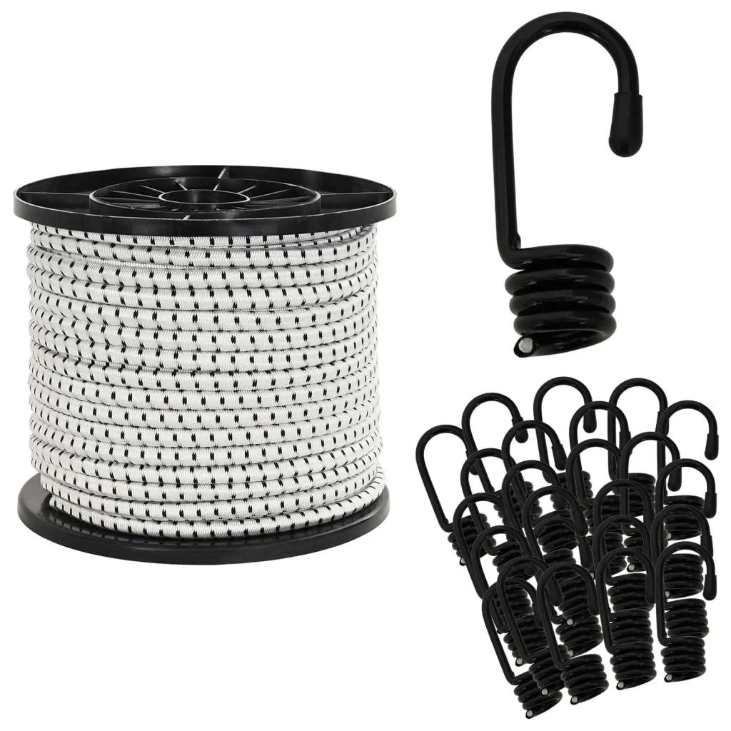 Corde Bungee con Ganci 8 mm Nero e Bianco PP e gomma 42047673