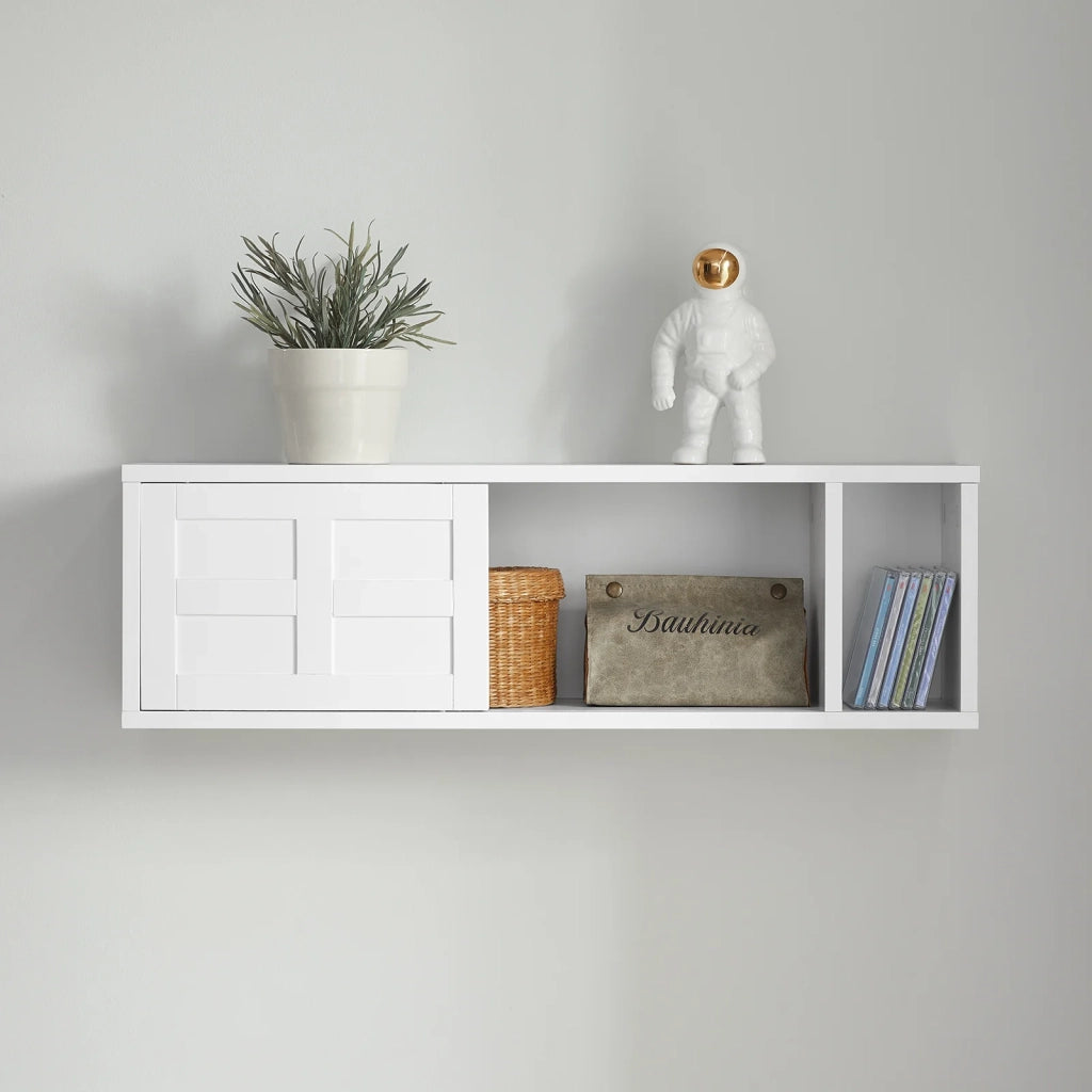 Pensile ingresso con ante scorrevoli Mensola Parete Portachiavi da muro Design Moderno Legno Bianco, FHK18-W