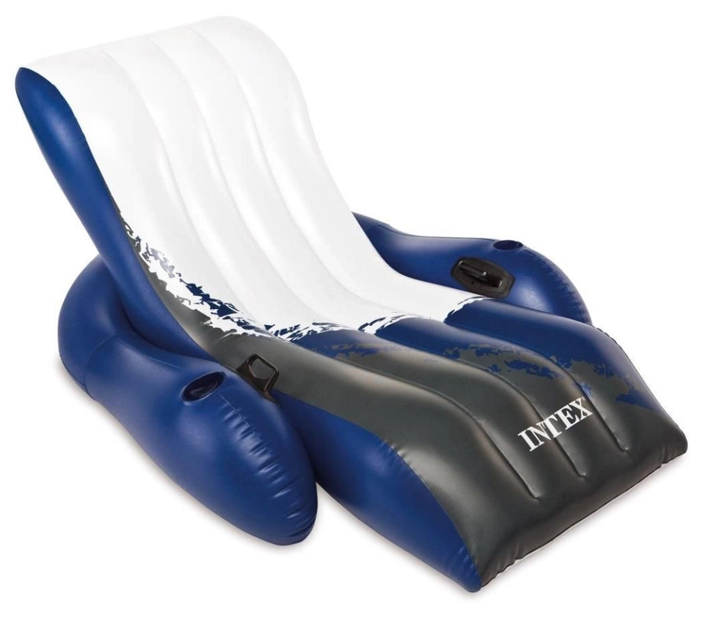 Intex 58868EU Chaise Longue Sport Poltrona Gonfiabile 180x135 cm 2 Camere Aria 2 Portabicchieri 100 Kg