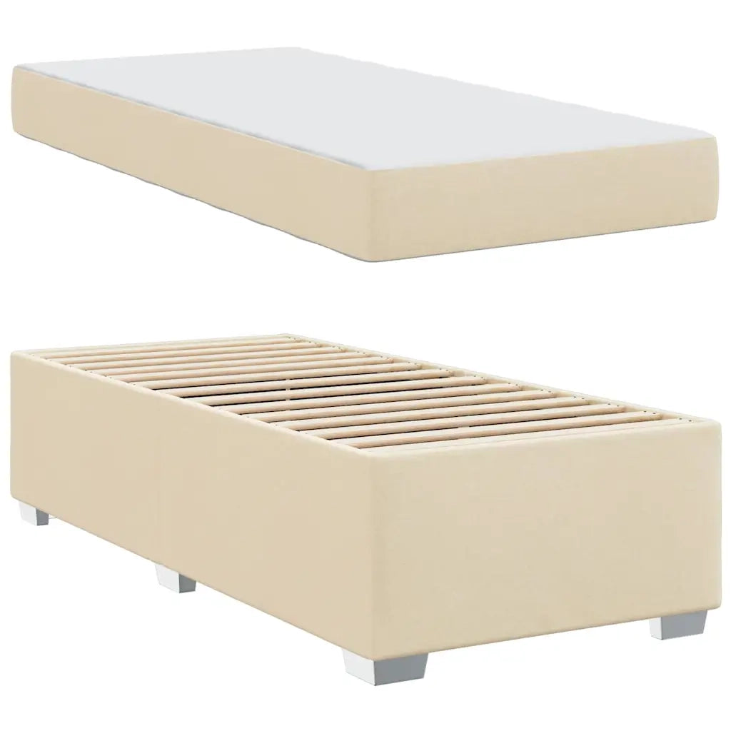 Struttura del letto con materasso Crema 90 x 200 cm Tessuto