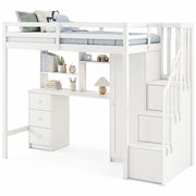 Letto a soppalco per bambini 90x200 cm bianco in MDF e legno con lavagna e contenitore， senza materasso