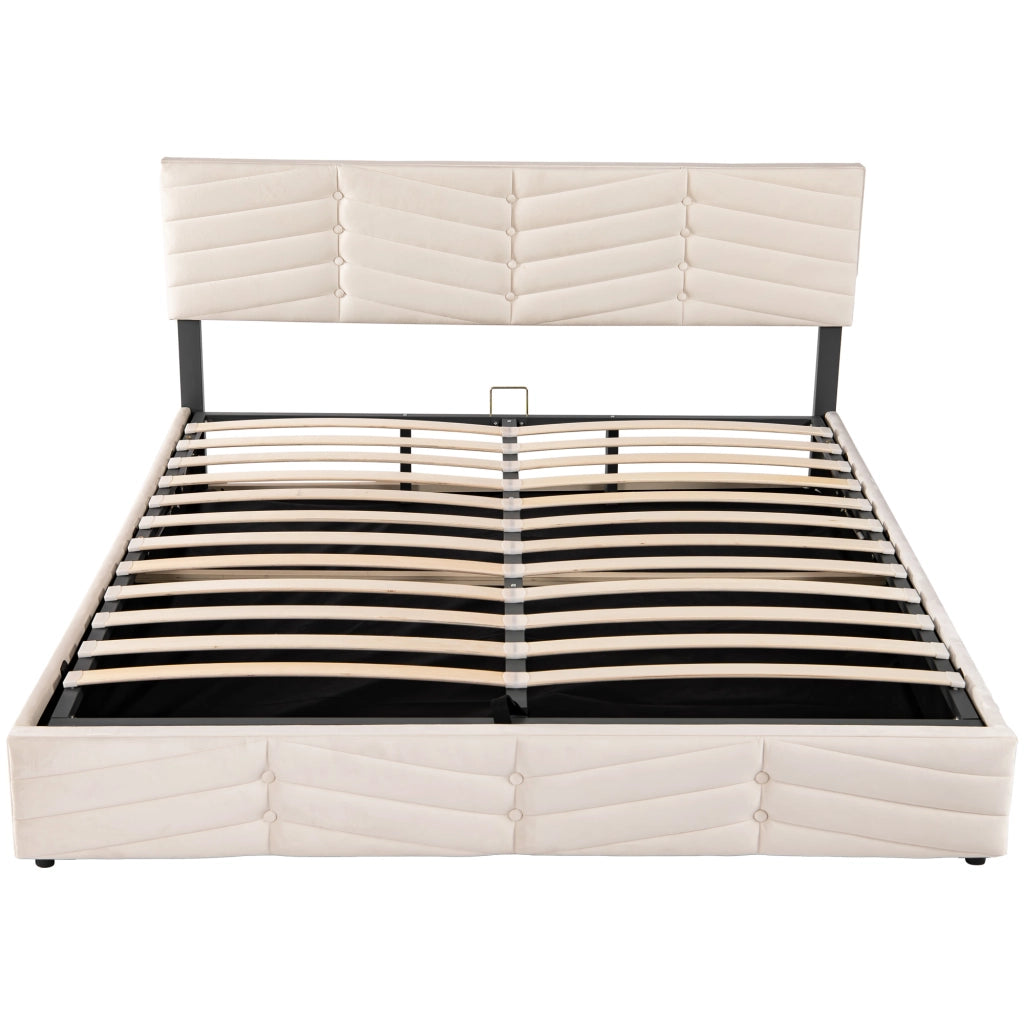 letto imbottito velluto beige 180 x 200 cm