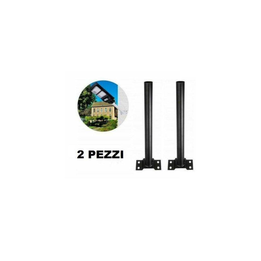 Trade Shop - 2 Staffe Palo Per Lampione Solare Stradale Supporto Metallo Staffa Muro Parete -