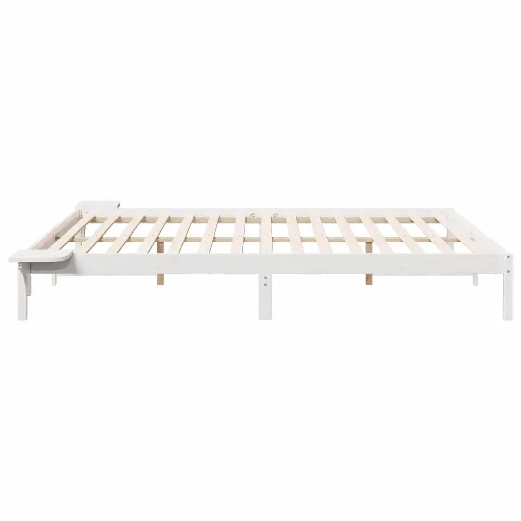 Letto con Tavolini Laterali Bianco 200 x 210 cm Pino massello 873236